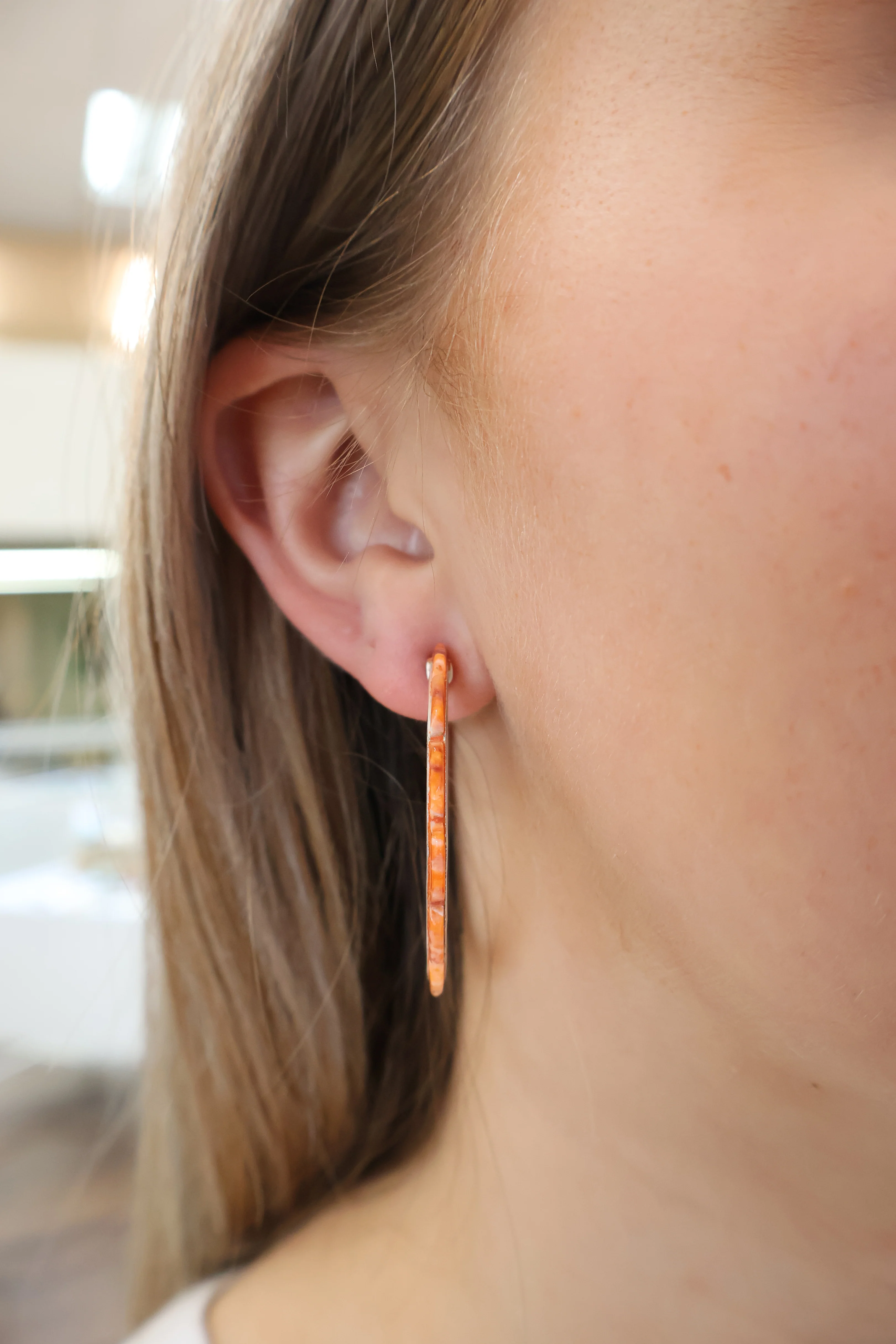 1 1/2" Orange Spiny Oyster Hoops - Image 2