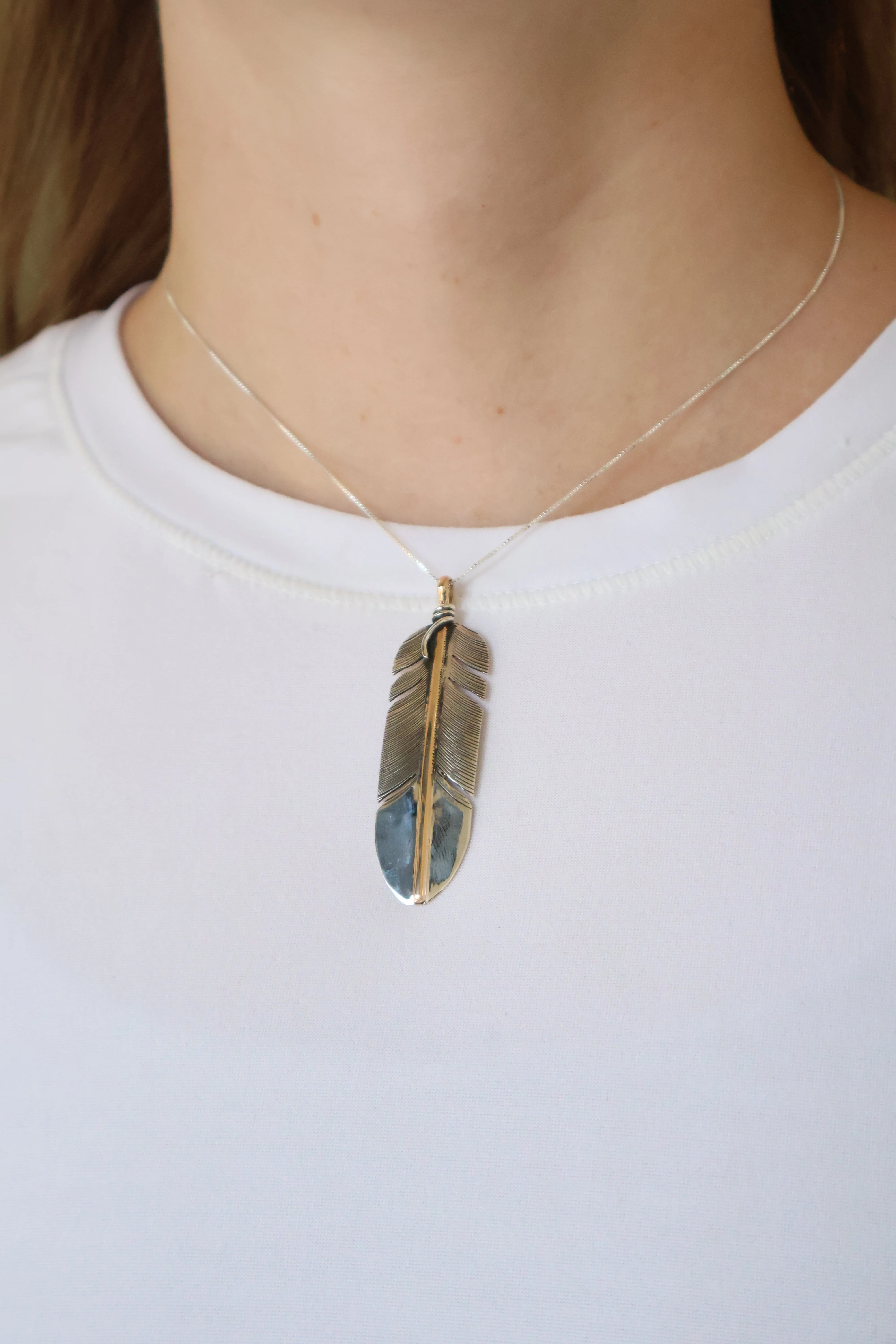 The Etta - 14k Gold Feather Pendant - Image 2