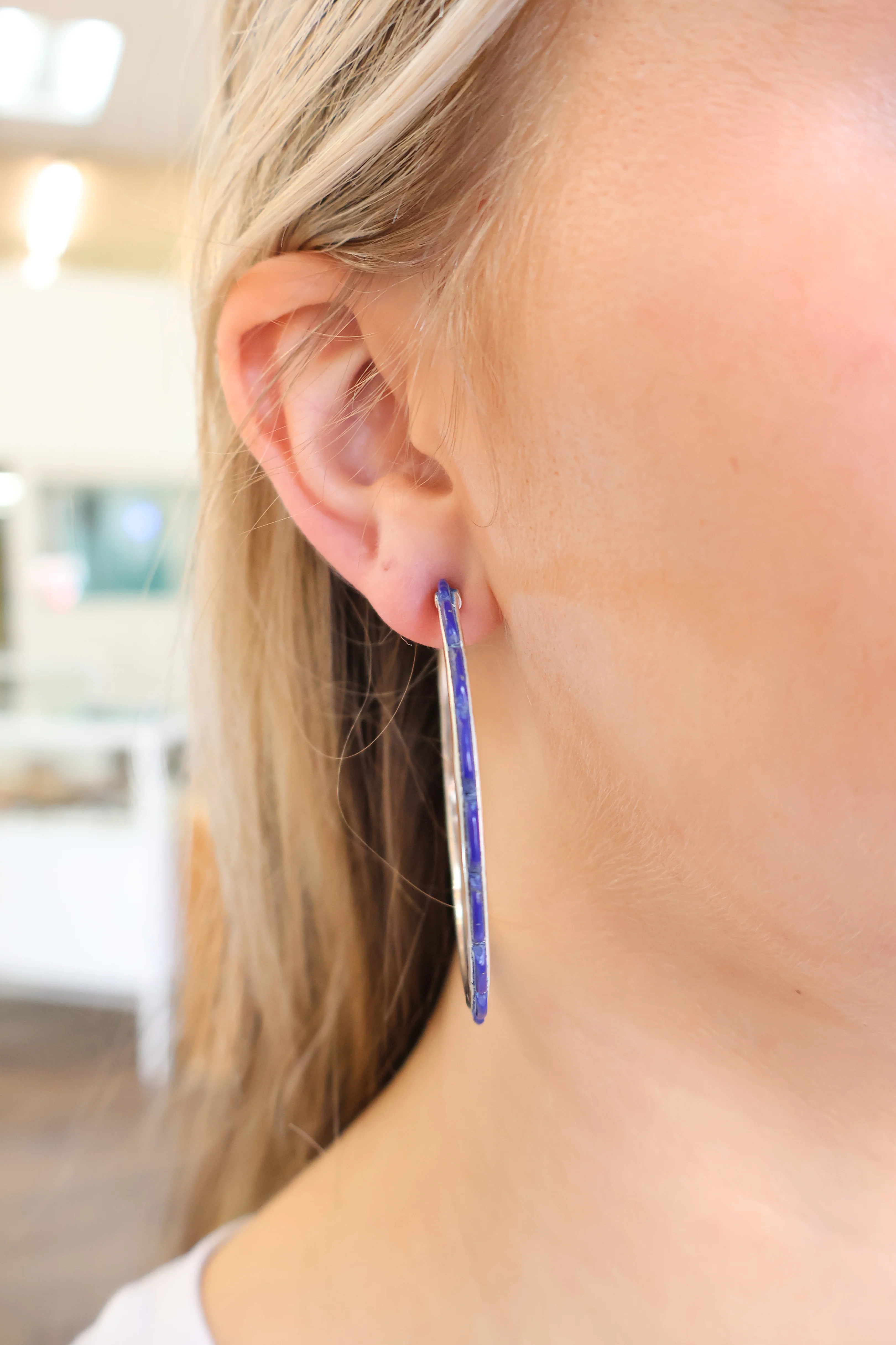 2 1/4" Lapis Hoops - Image 2