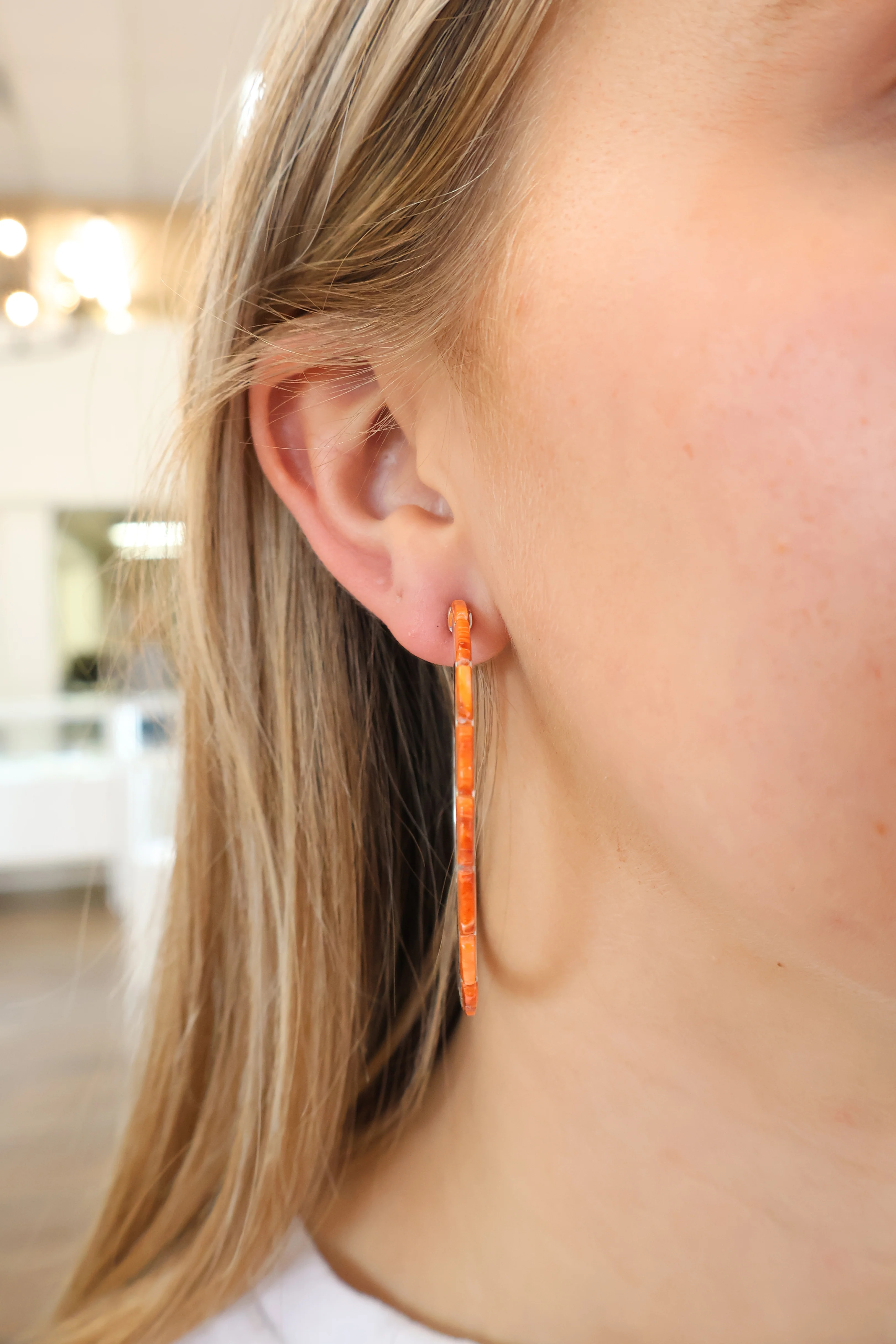 2 1/4"  Orange Spiny Hoops - Image 2