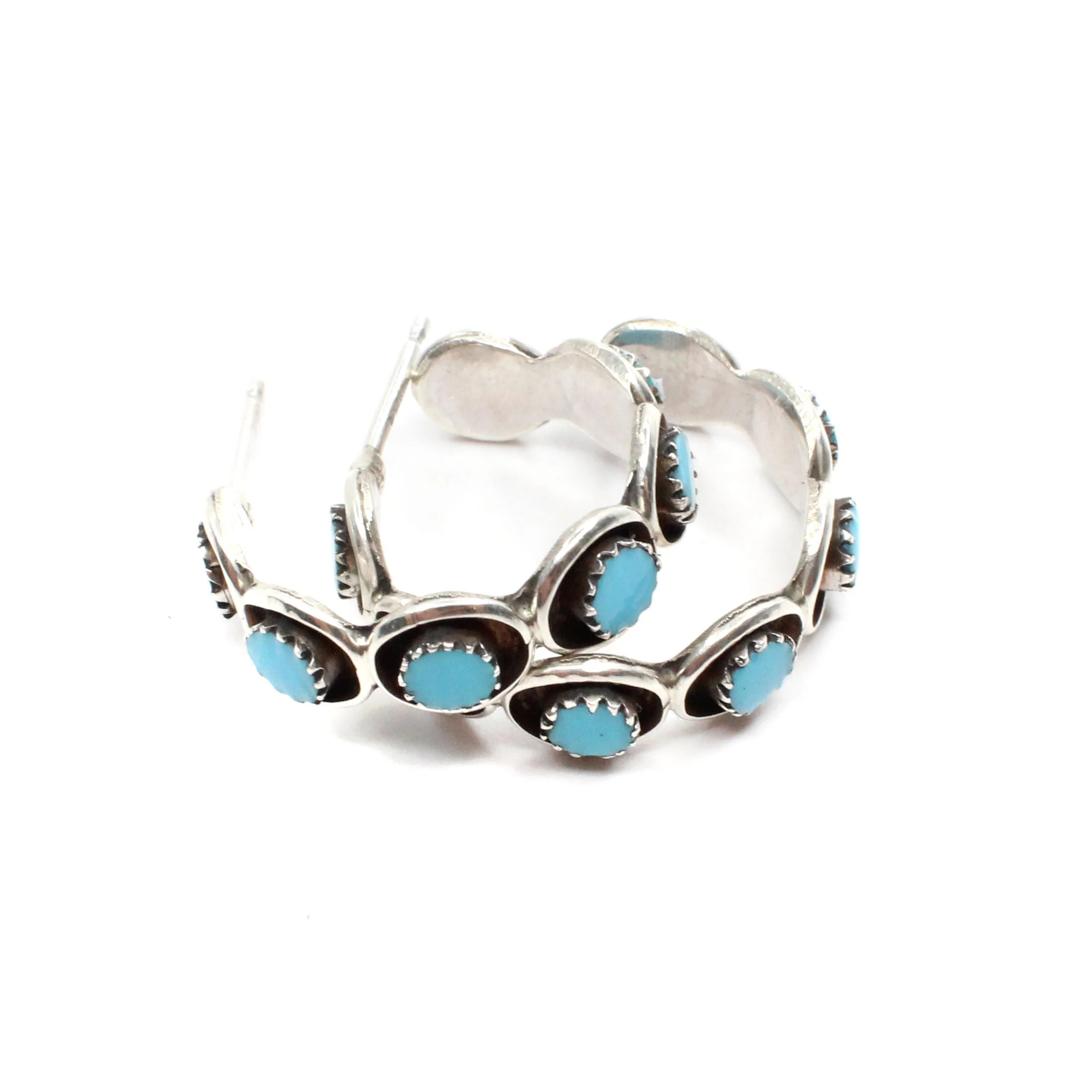 3/4" Zuni Hoops-Turquoise - Image 4
