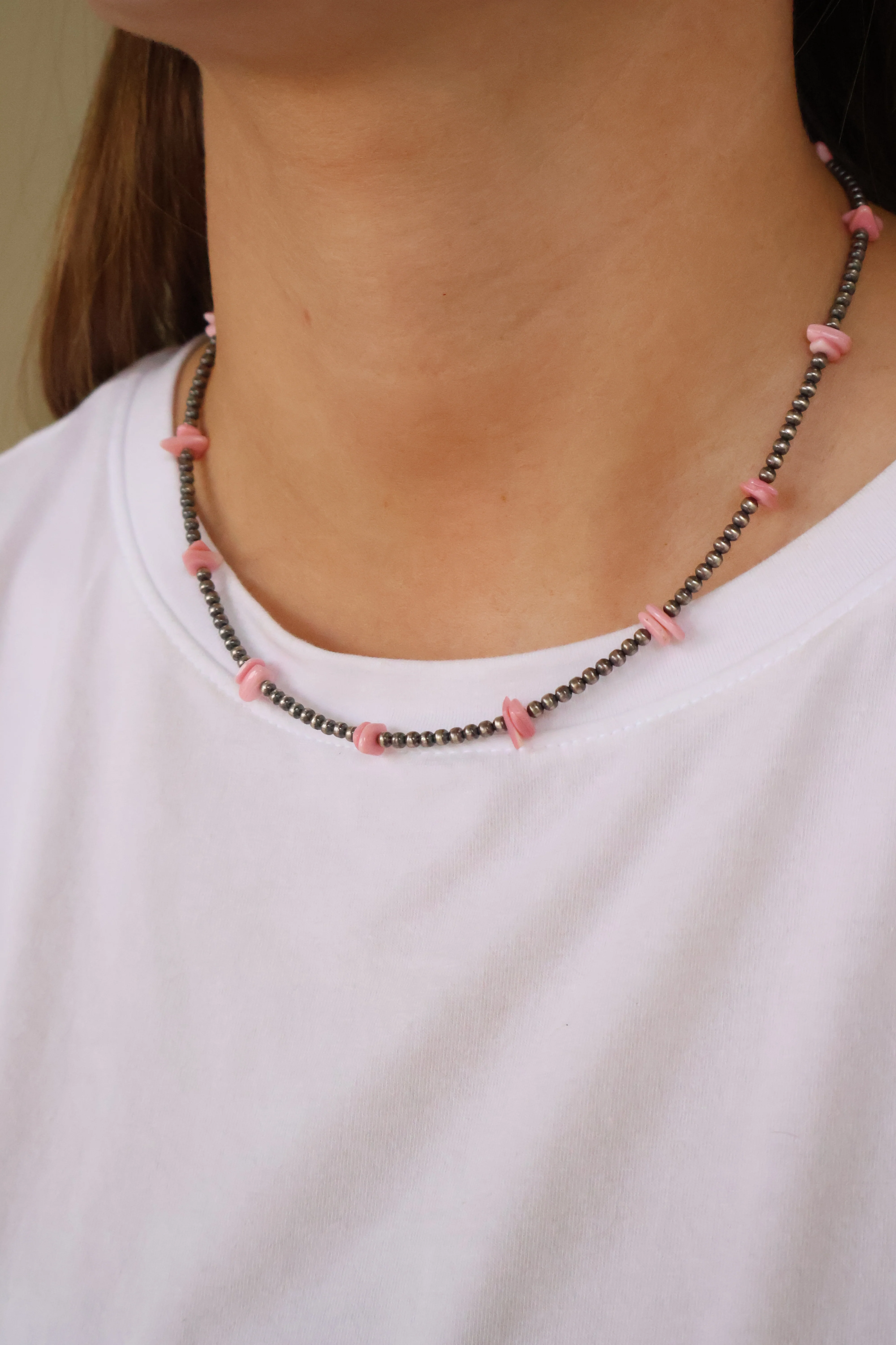 3mm Navajo Pearls- Pink Conch (18") - Image 2