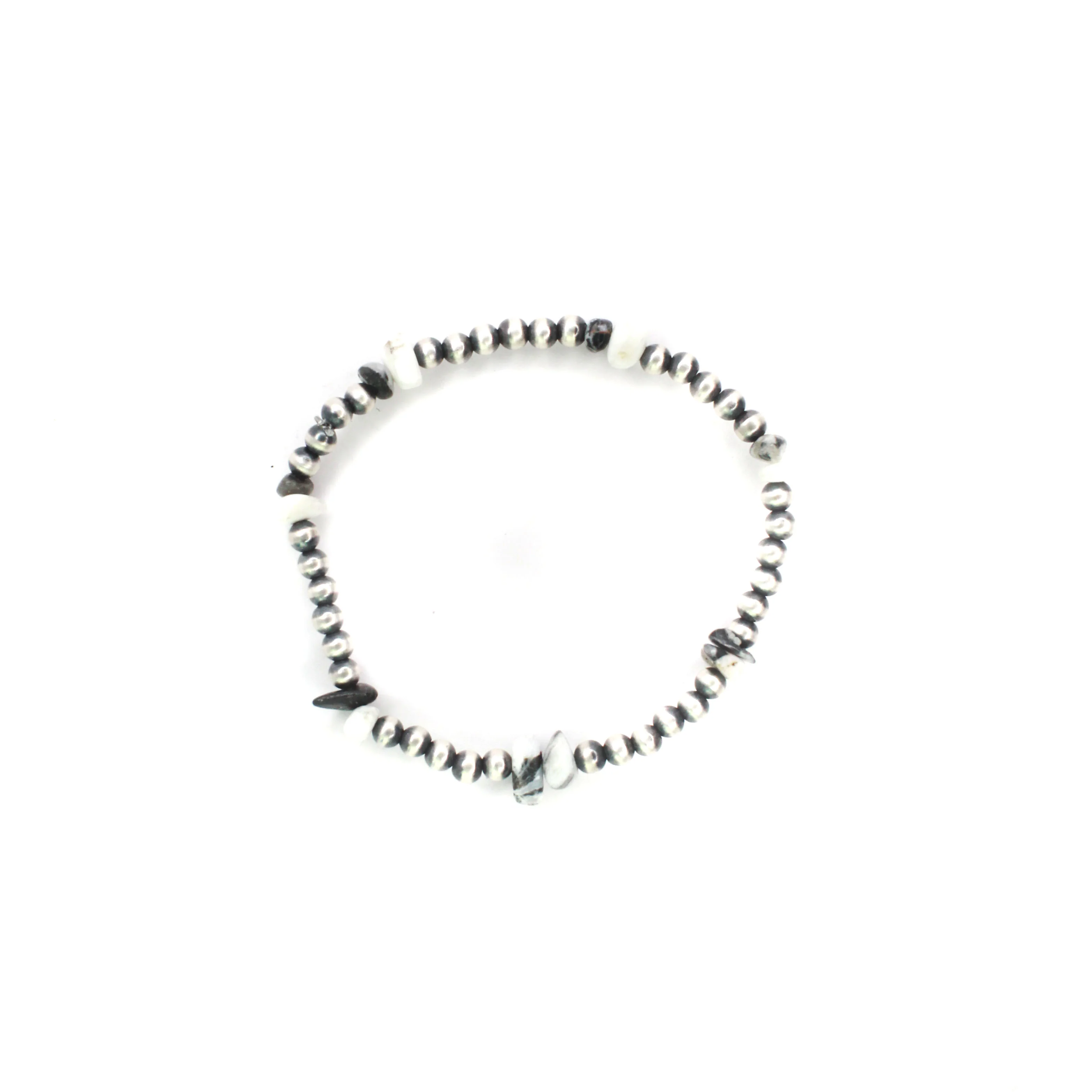 4mm Navajo Pearl Stretch Bracelet - White Buffalo