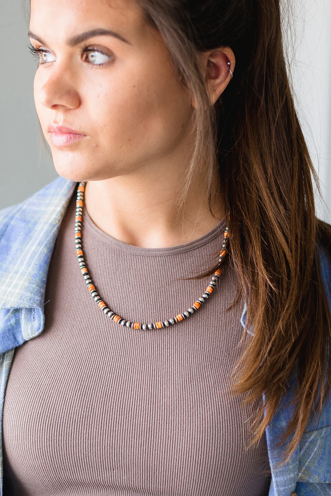5mm Navajo Pearls - Orange Spiny Oyster - Image 2