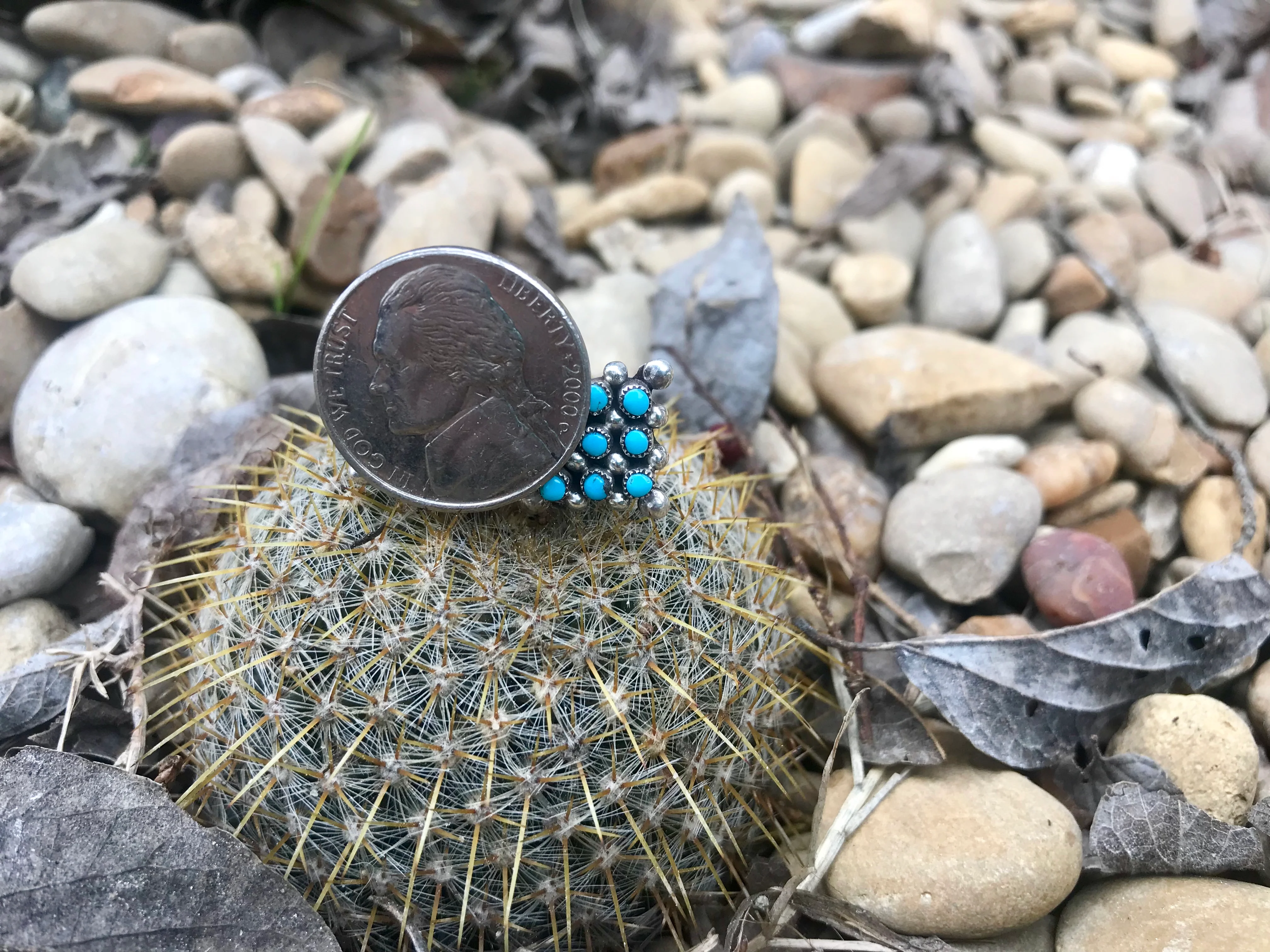 9 Stone Zuni Studs - Turquoise - Image 4