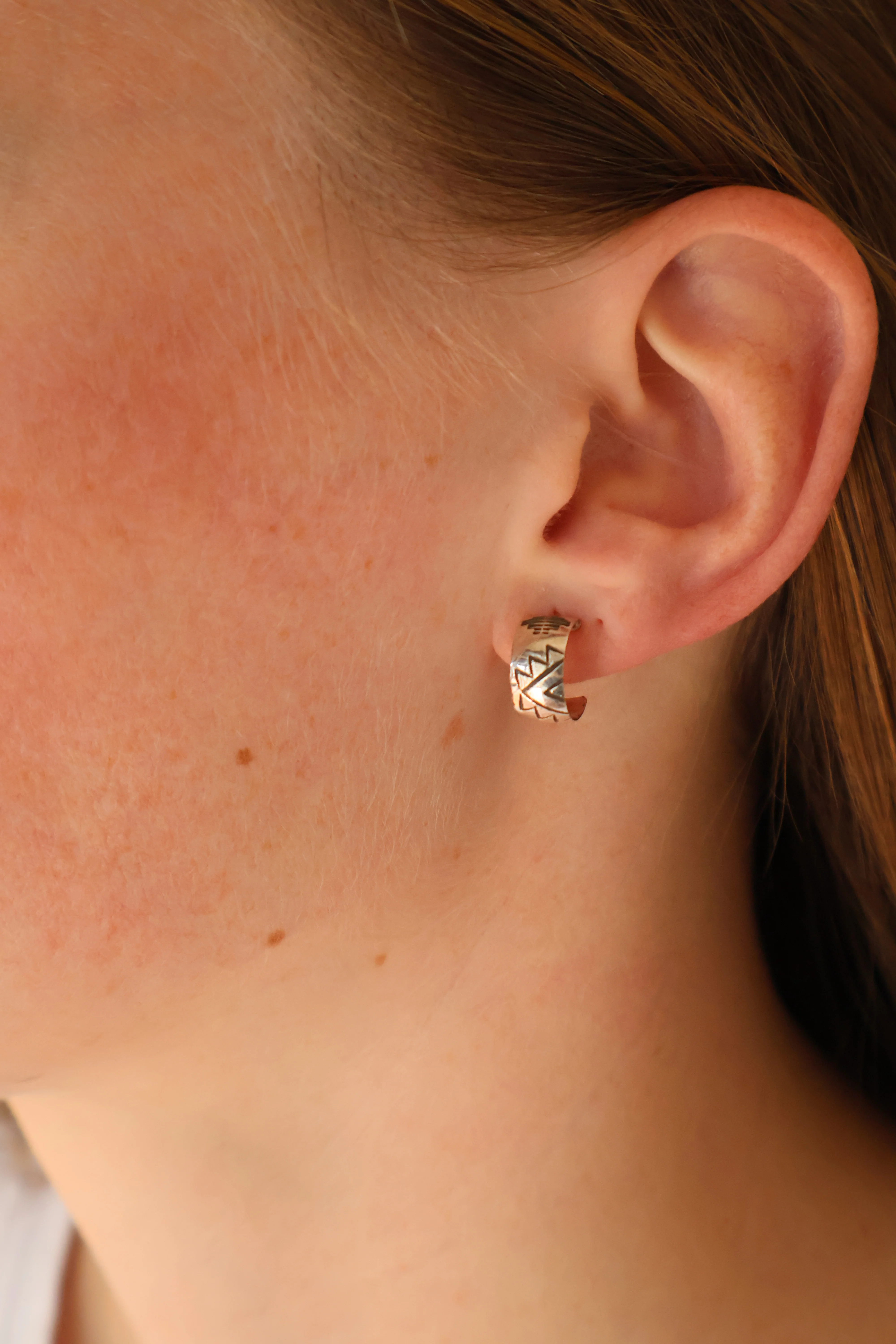 All Silver Stamped Hoops - Image 2