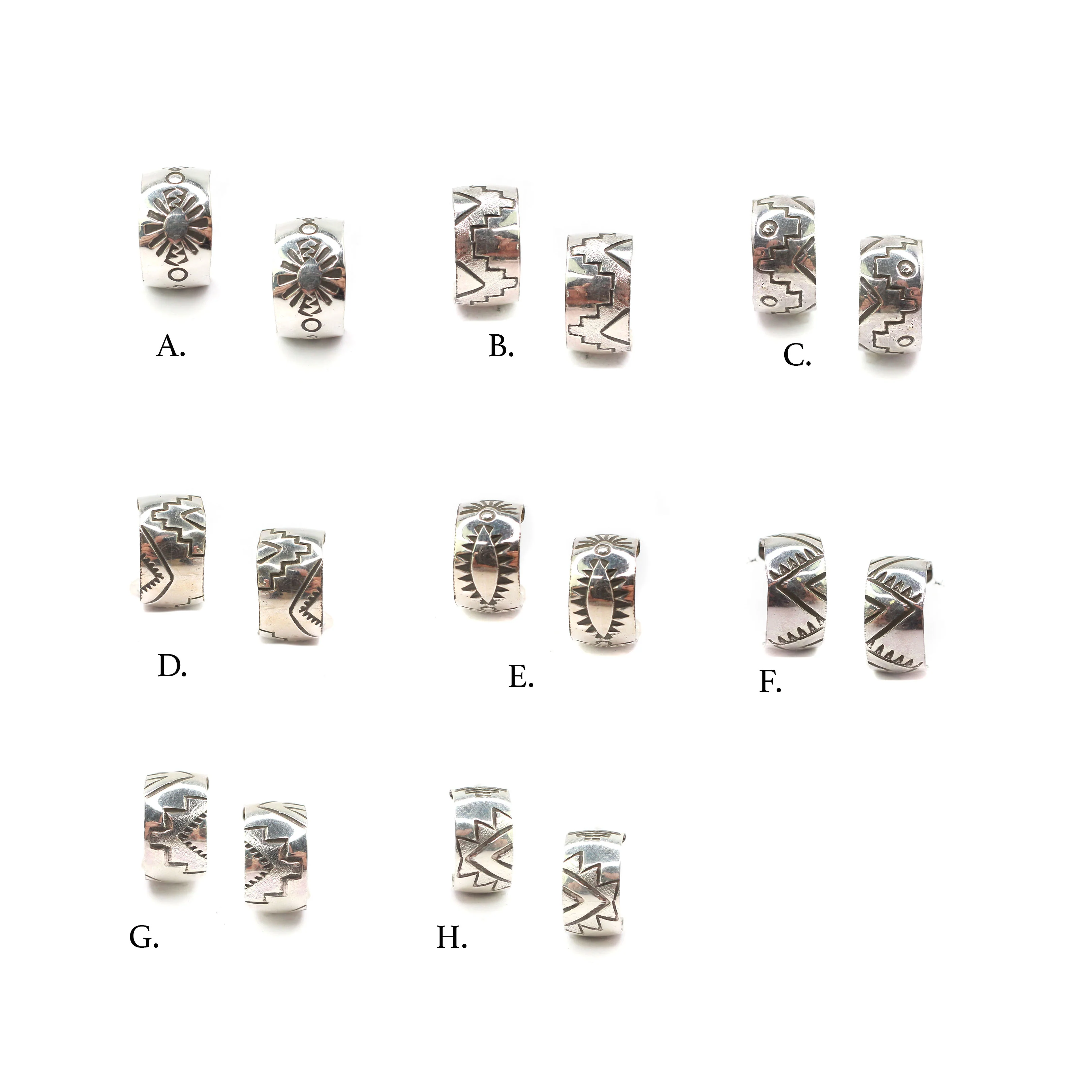 All Silver Stamped Hoops - Image 3