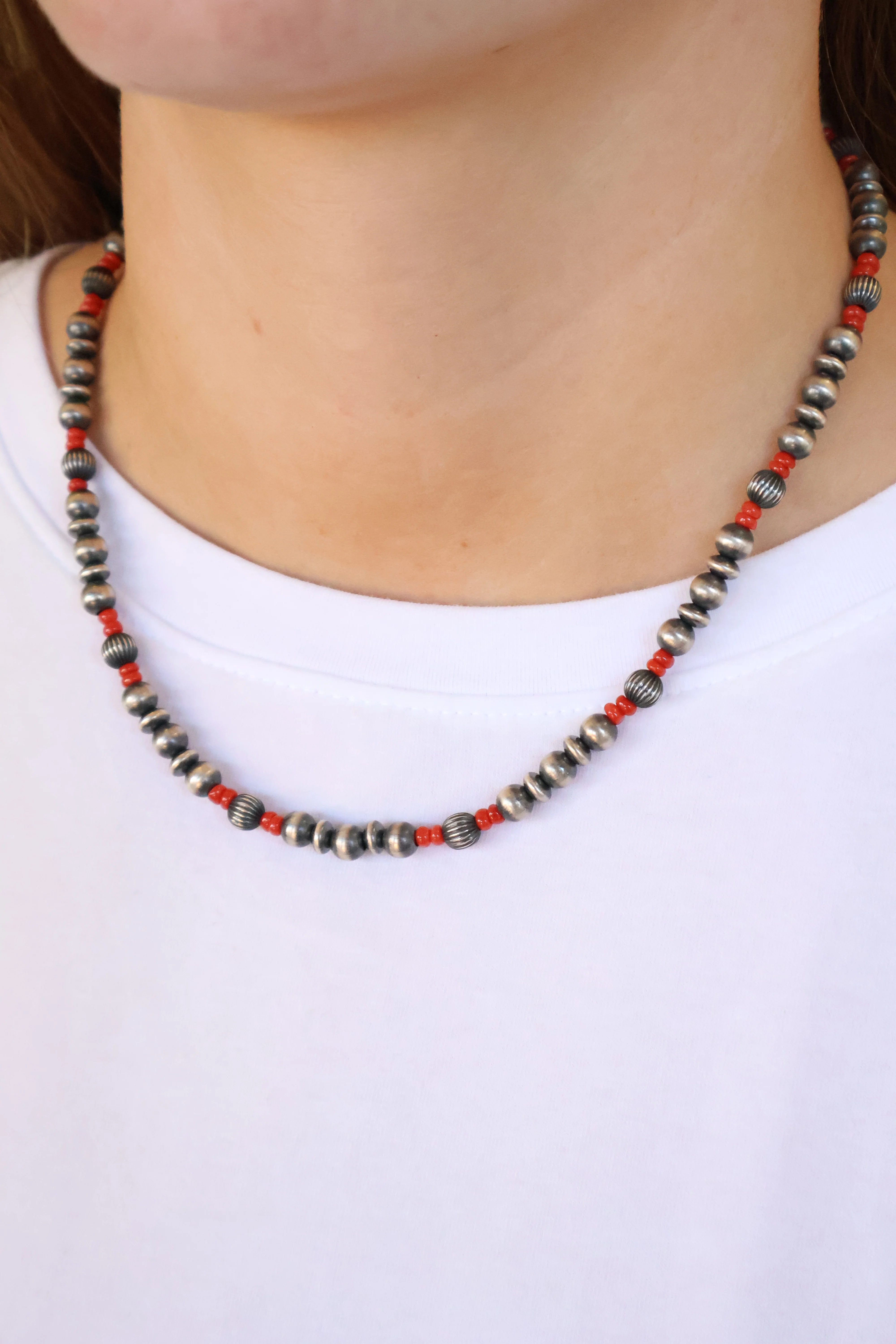6mm Navajo Pearls - Coral - 18" - Image 2