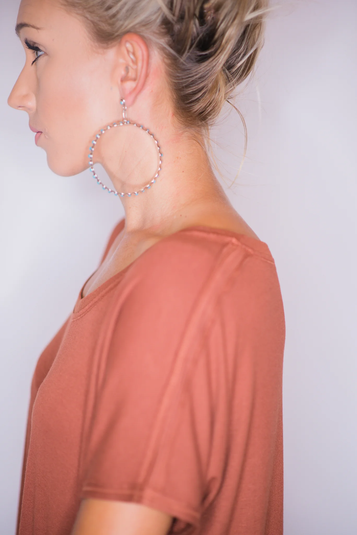 The Post Zuni Hoops-Turquoise: 3 1/2" - Image 2