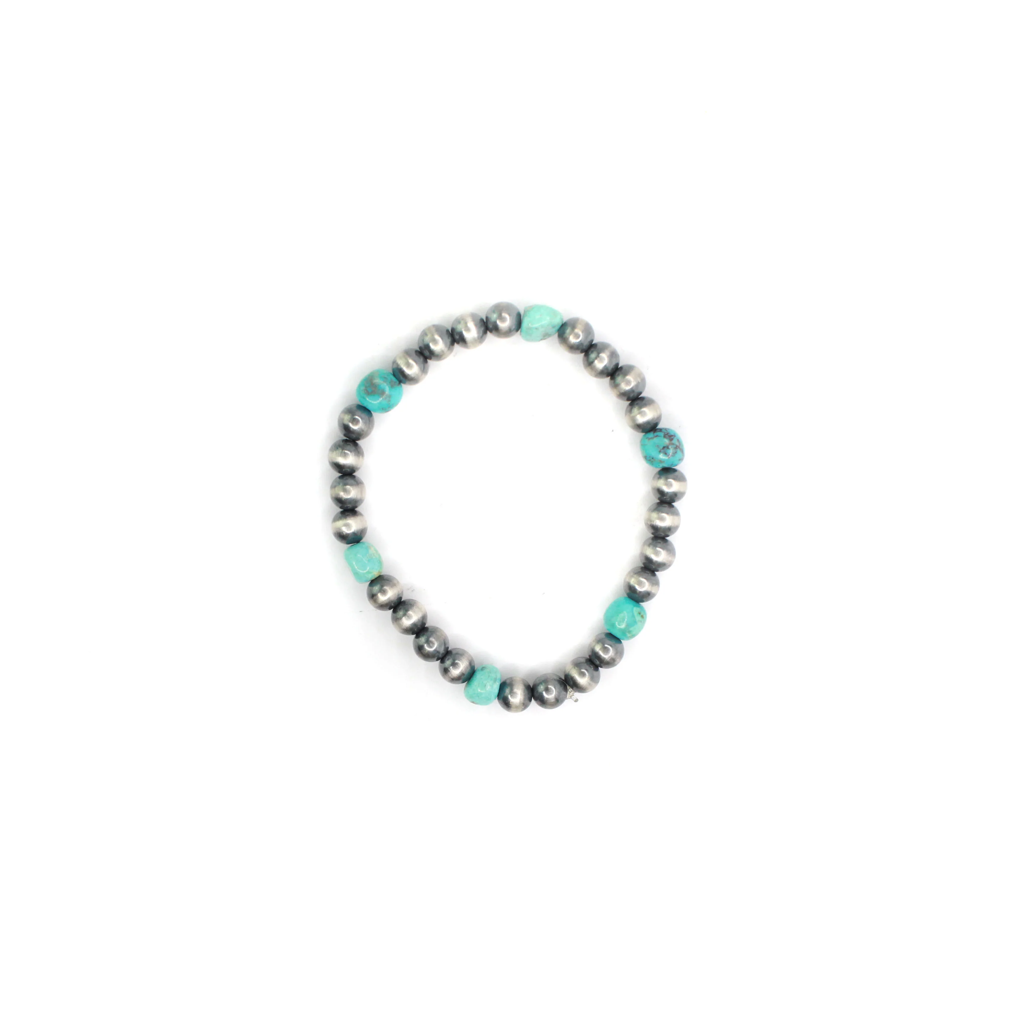 6mm Navajo Pearl Stretch Bracelet - Turquoise