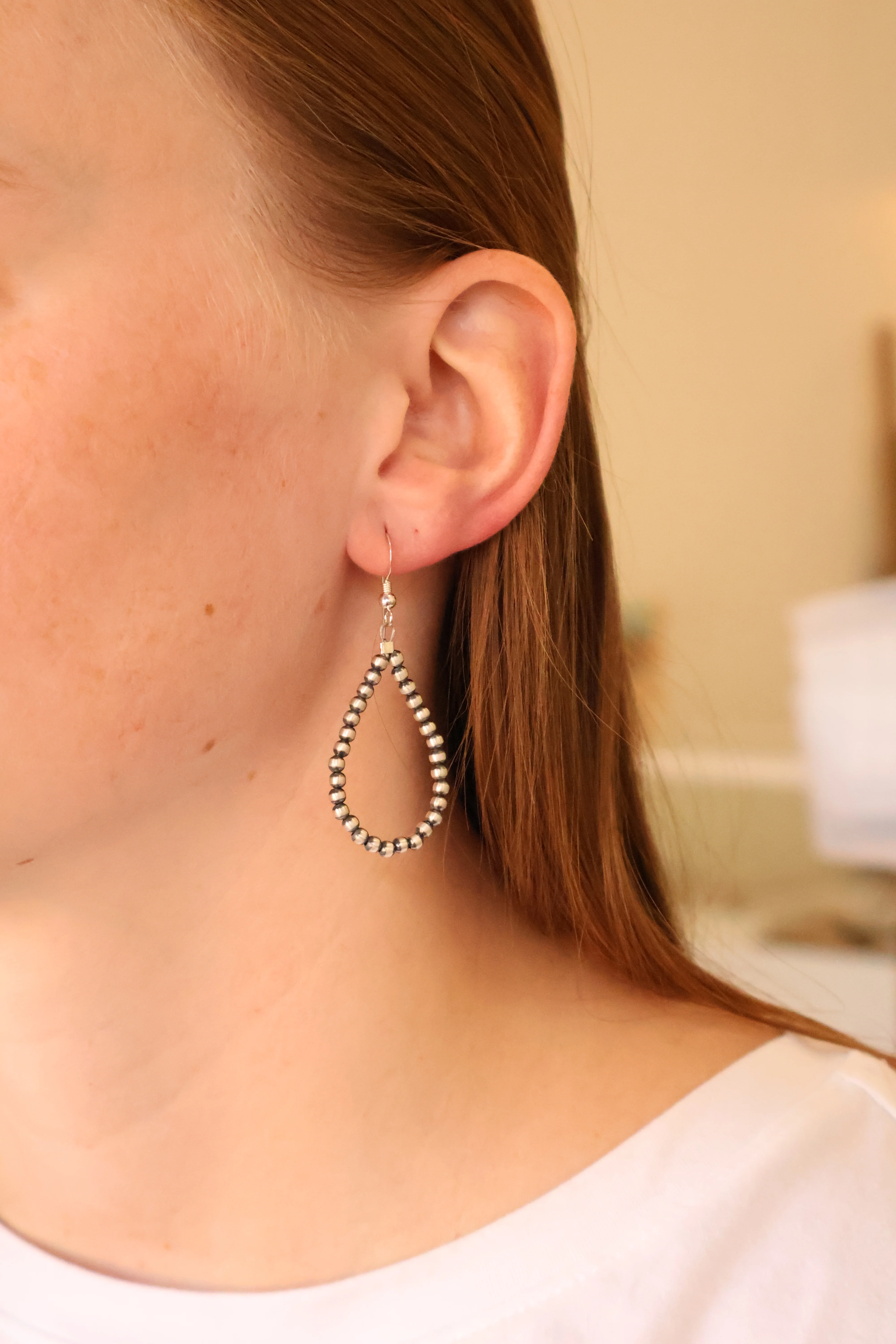 3mm Machine Made Pearl Earrings- 2 1/4" - Image 2