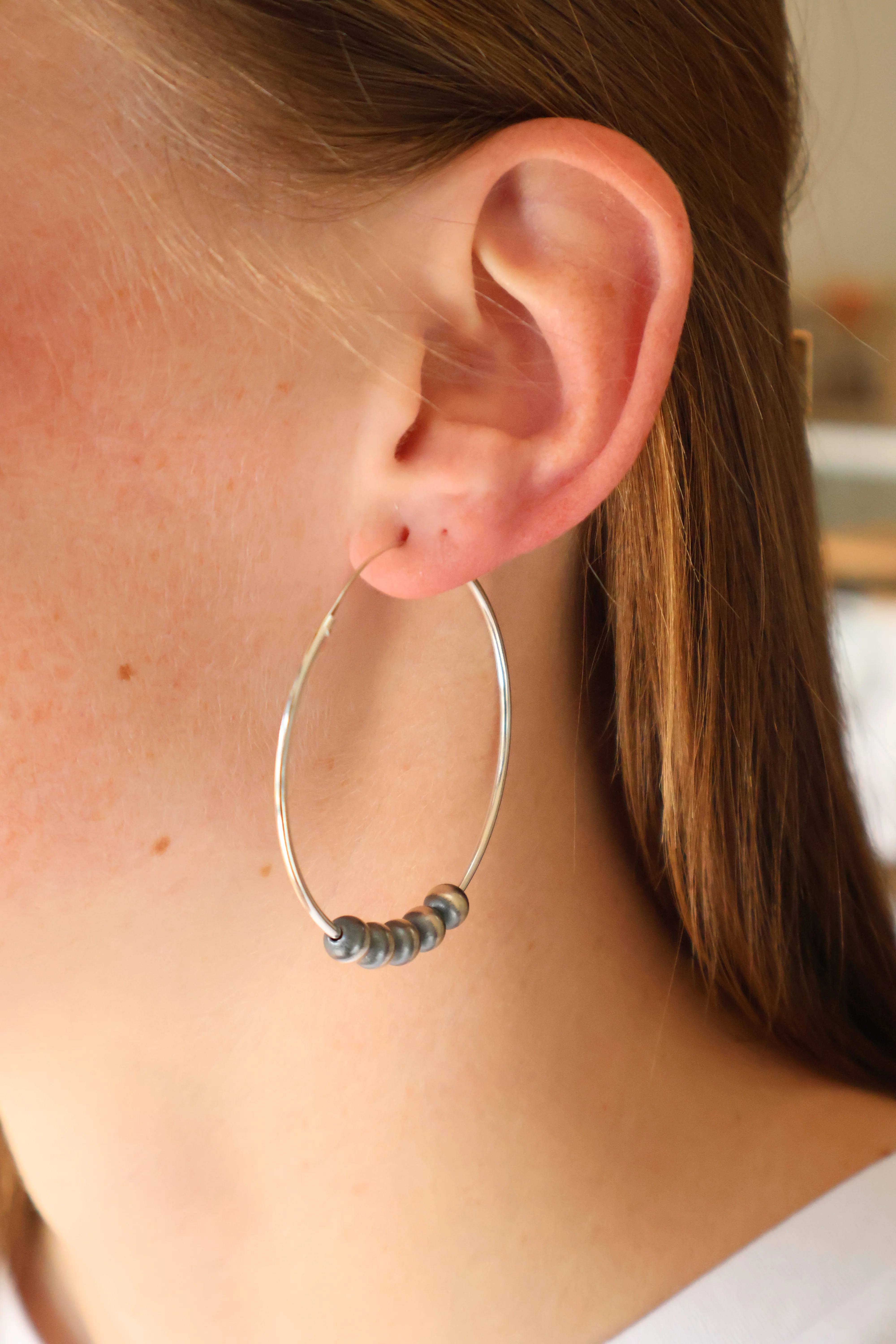 6mm Navajo Pearl Hoops- 2" - Image 2