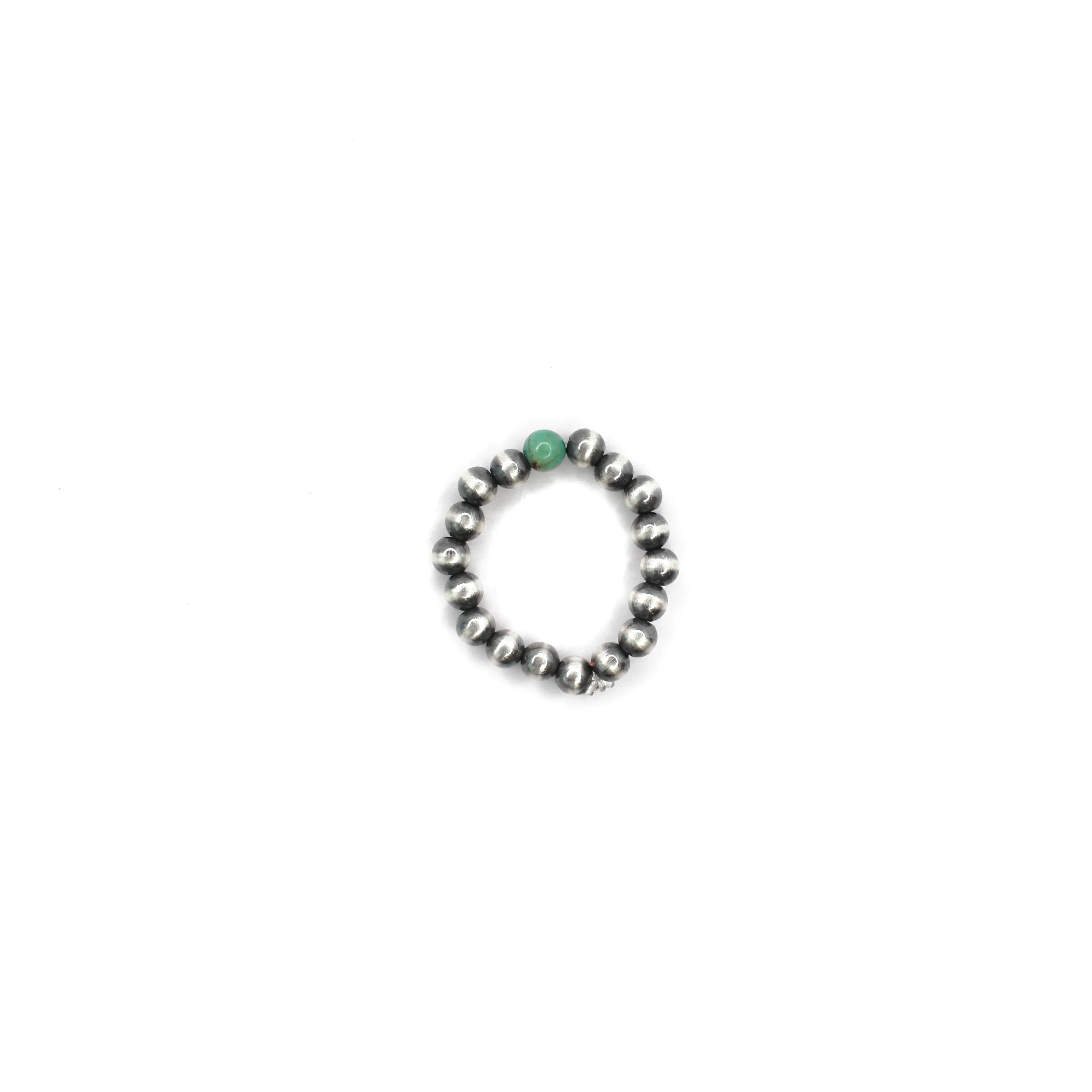 Navajo Pearl Stretch Ring - Green Turquoise
