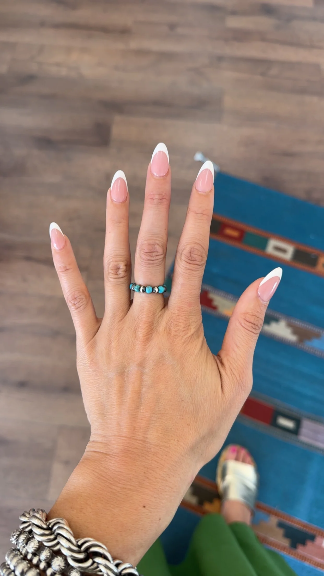 Navajo Pearl & Turquoise Stretch Ring - Image 2