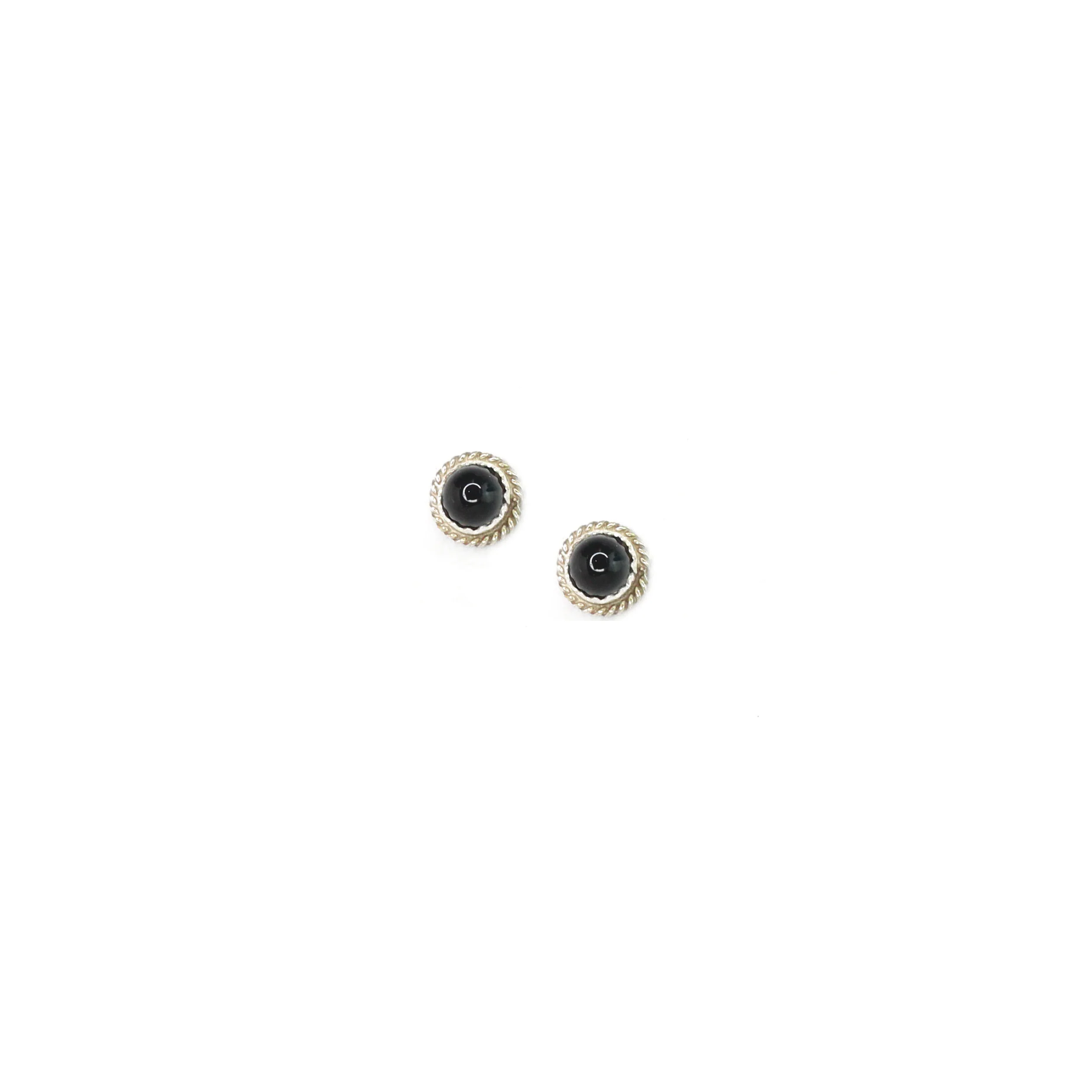 X Tiny Double Twist Round Studs - Onyx