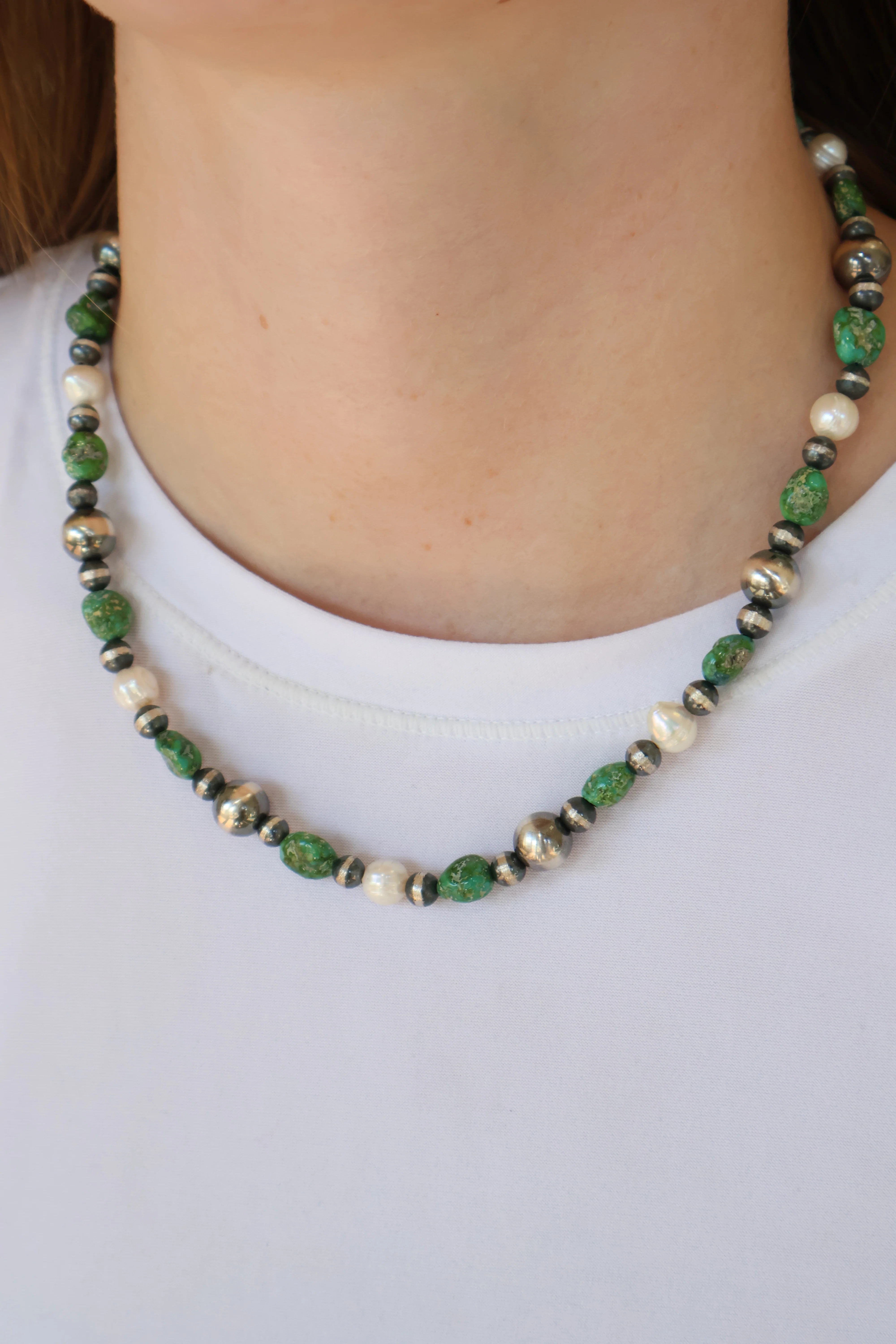 Navajo Pearls- Fresh Water Pearl/ Sonoran Turquoise - Image 2