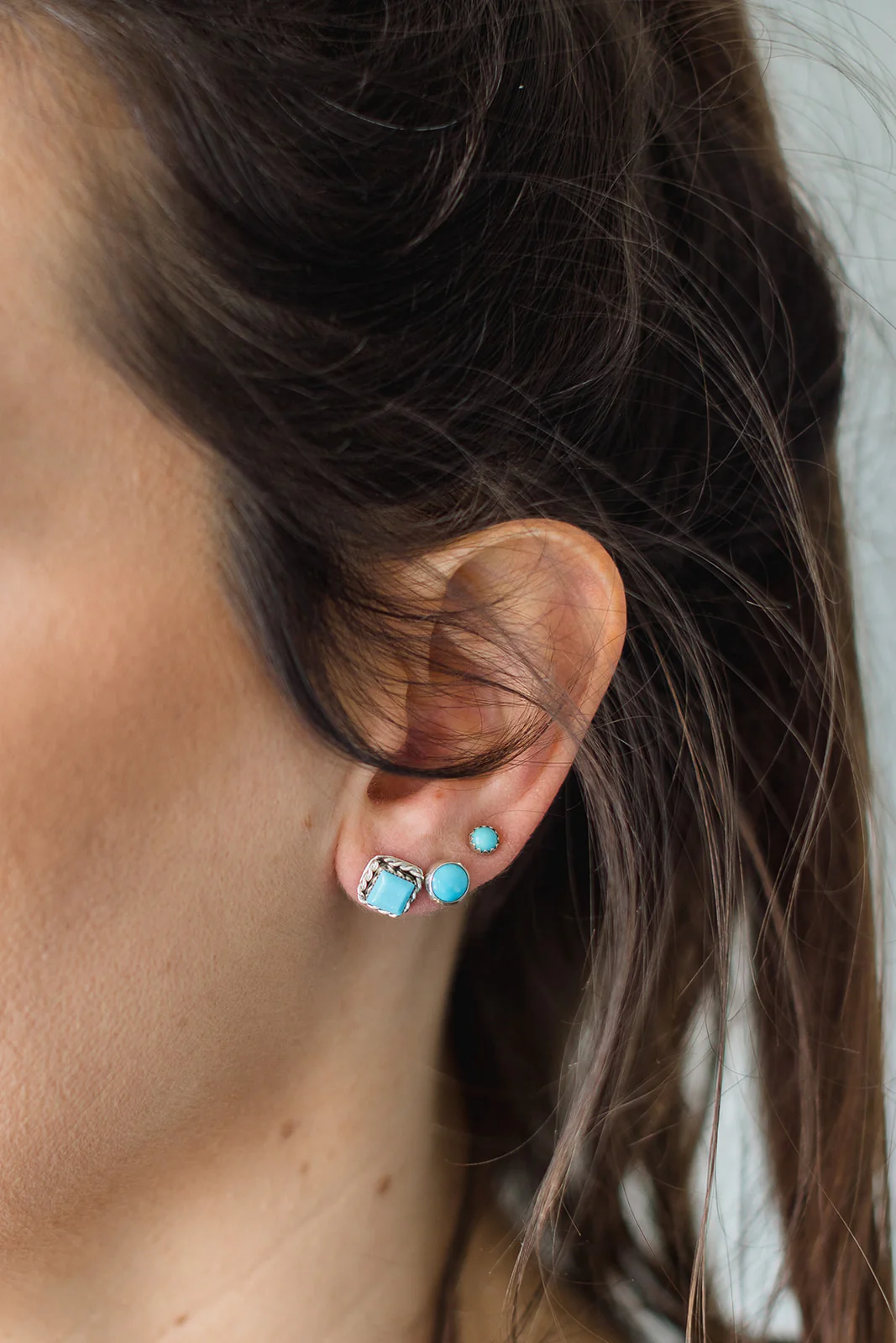 Double Twist Square Studs - Turquoise - Image 2