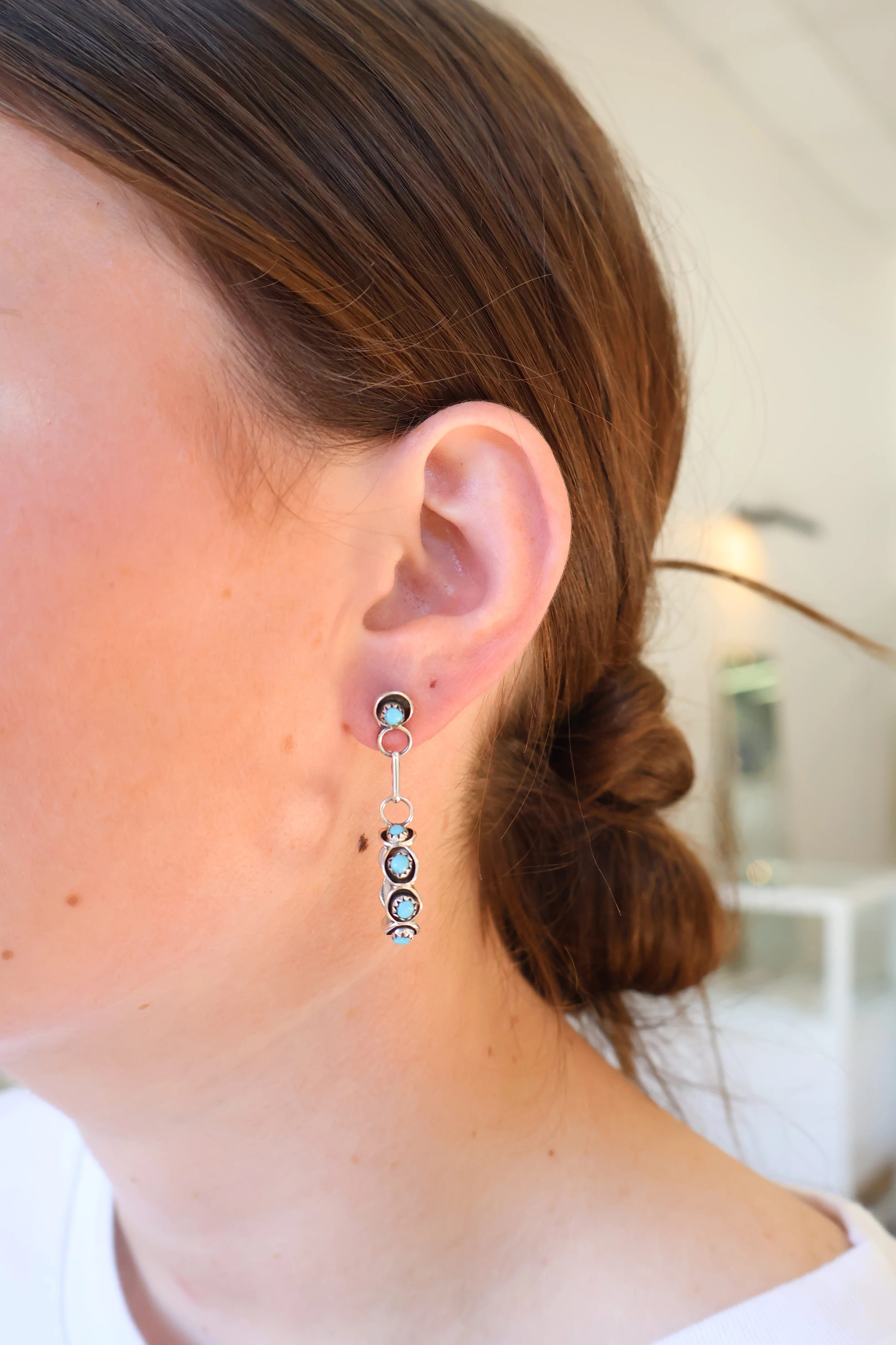 The Post Zuni Hoops-Turquoise: 1 3/4" - Image 2