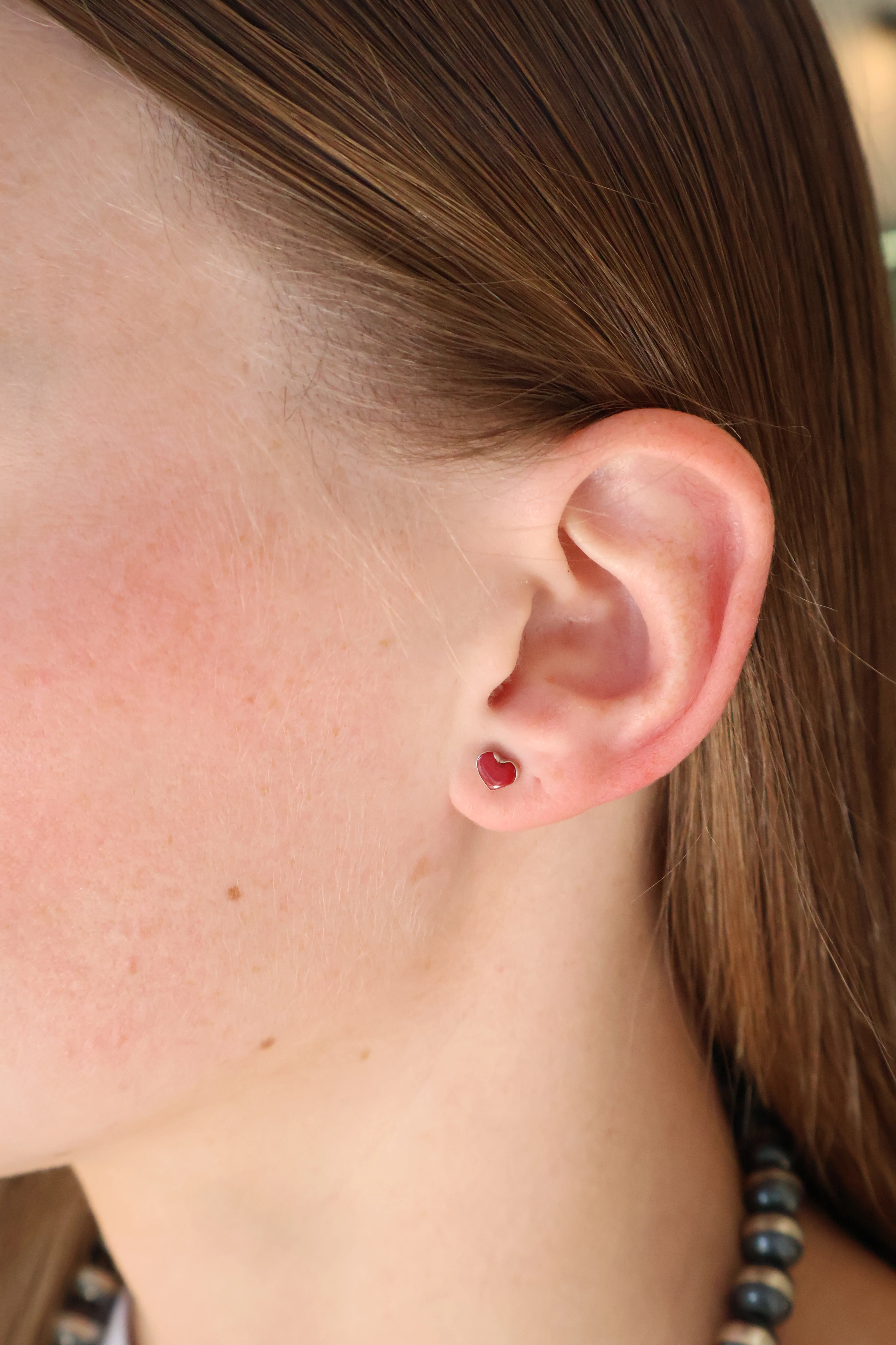 Tiny Heart Studs - Coral - Image 2