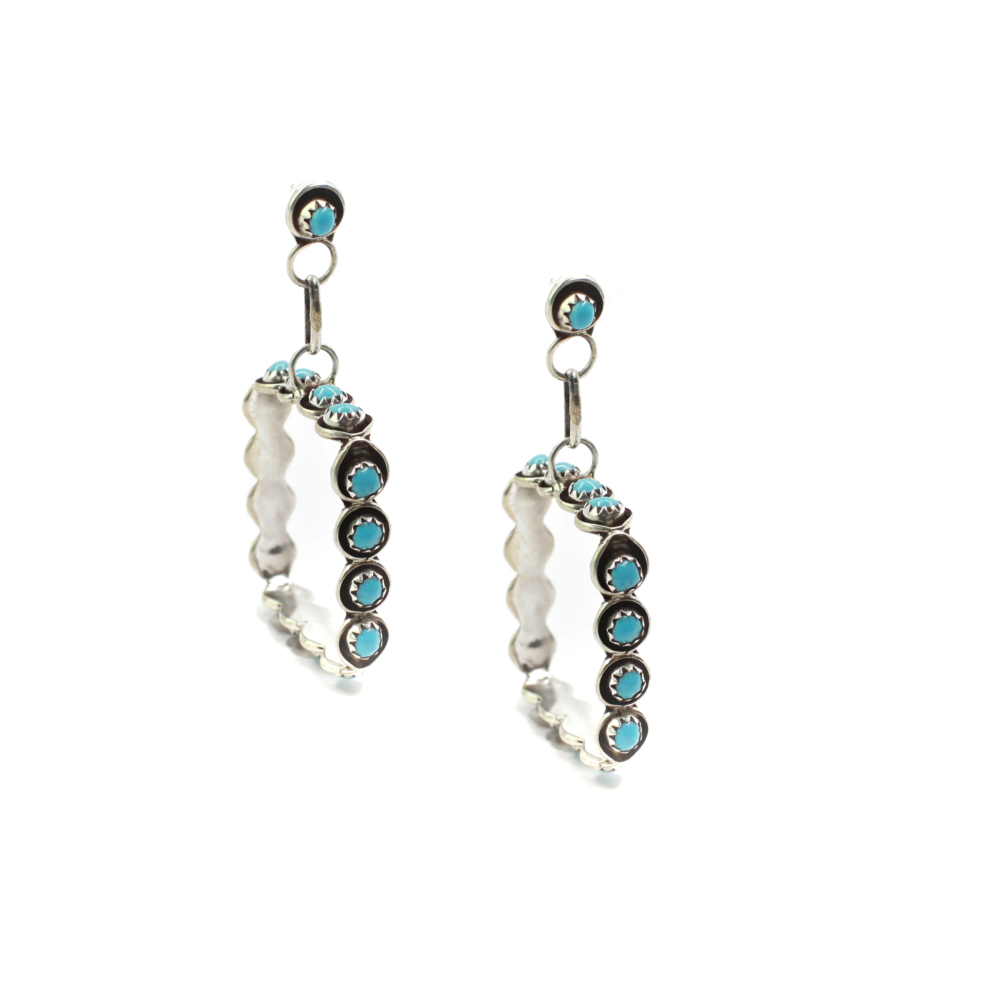 The Post Zuni Square Hoops-Turquoise: 2" - Image 3
